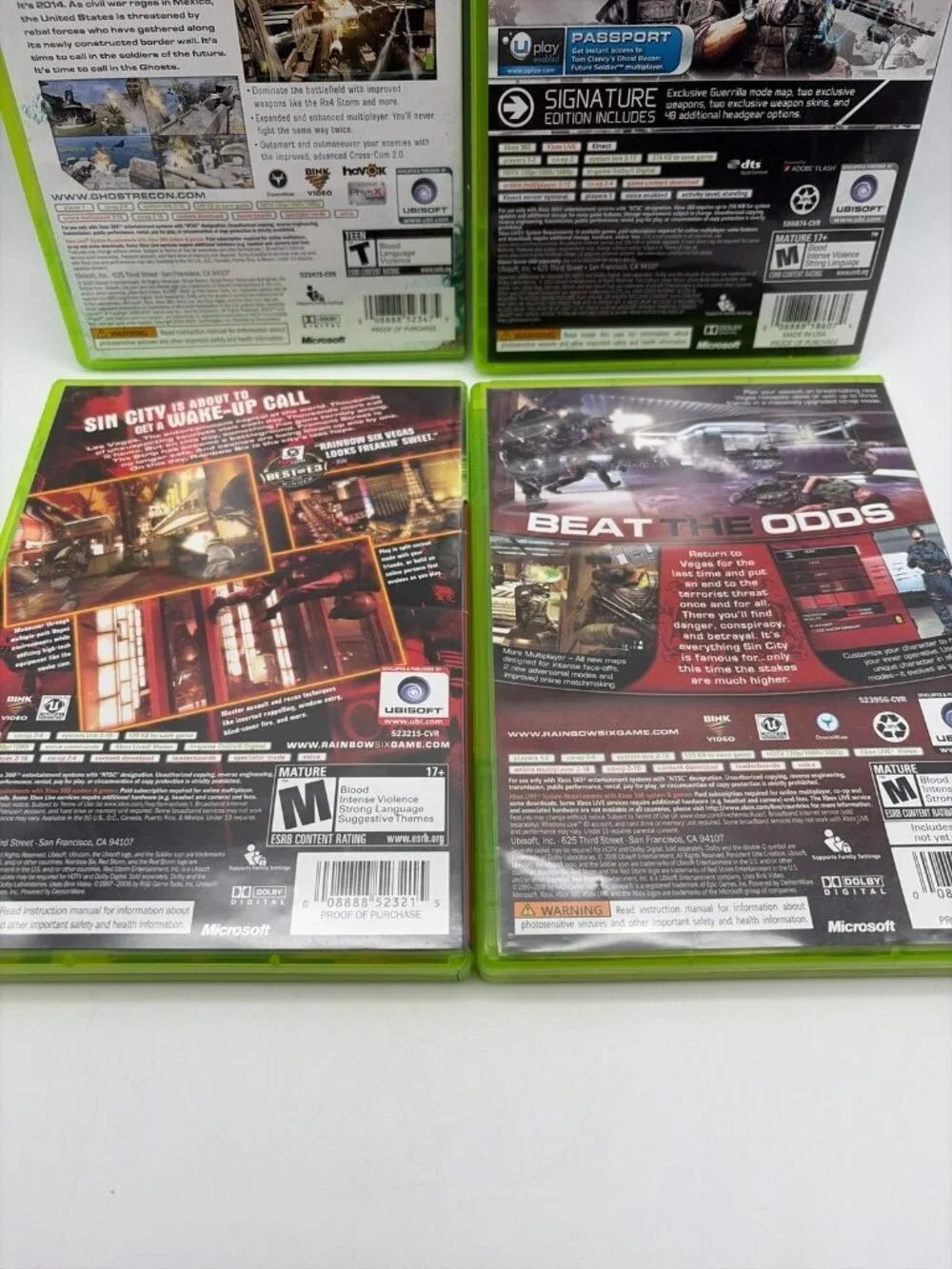 Tom Clancy Xbox 360 Ghost Recon Advanced Warfighter Future Soldier Rainbow 6